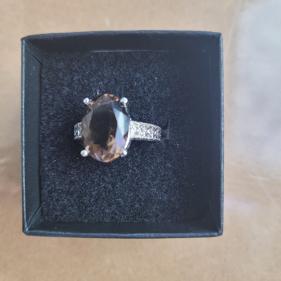Fine Jewelry Designer Sebastian, 4.69CT Oval Cut Smoky Quartz And Sterling Silve - Picture 4 of 5